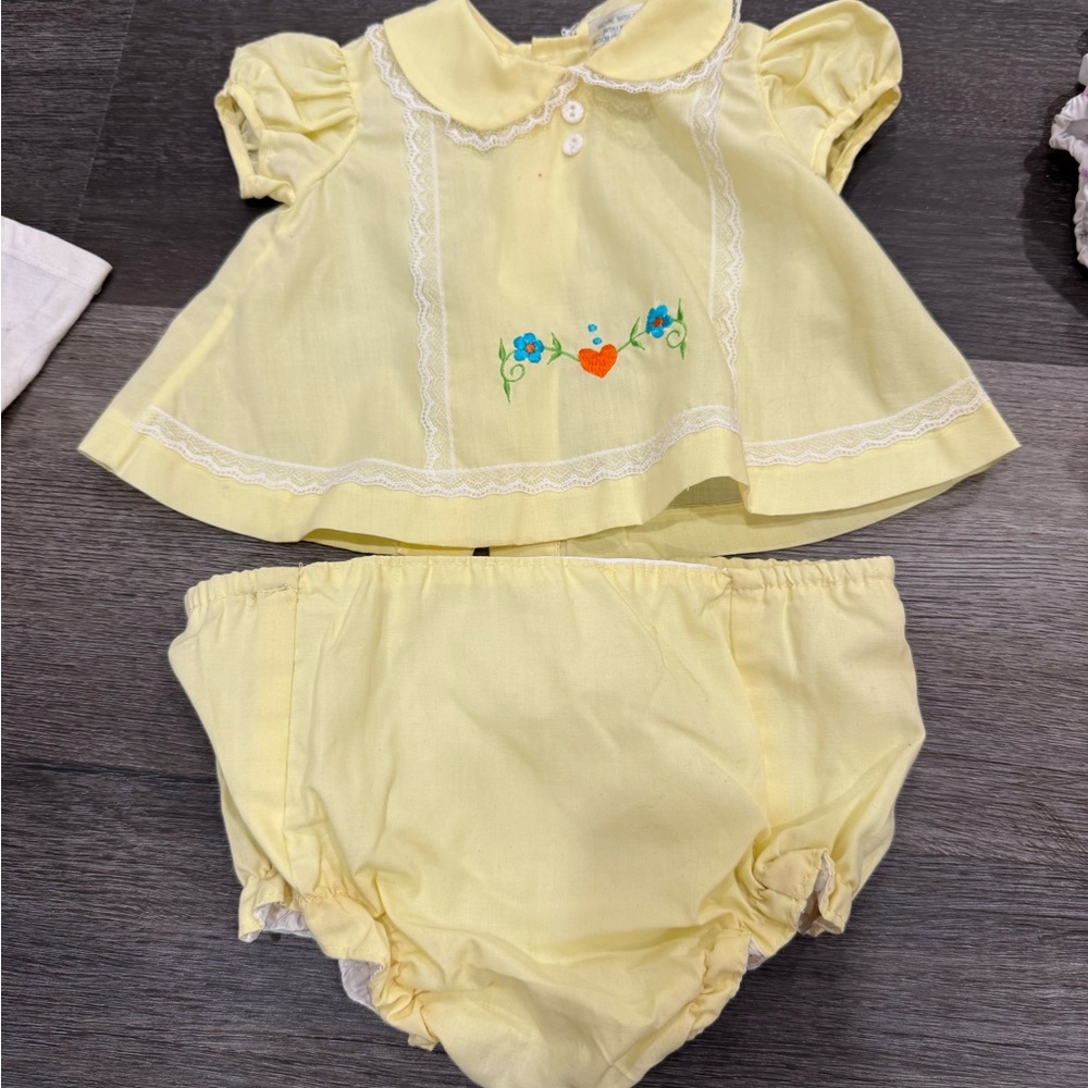 Yellow Baby Outfit with Floral Embroidery